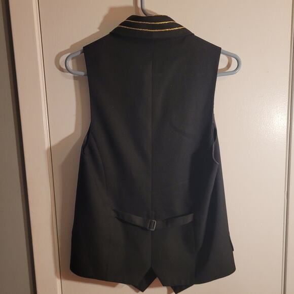 ESCA Black & Gold Glitter Uniform Style Vest Women’s Small Casino Costume Zipper - Picture 4 of 14